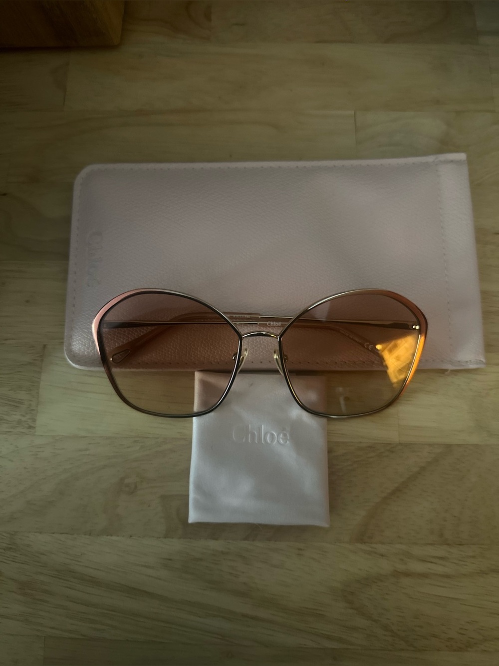 Chloé - Irene Butterfly Metal Sunglasses - Gold Nude